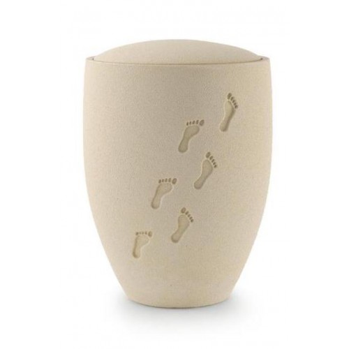 Biodegradable Urn (Natural Stone with Embossed Footprints)